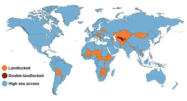 Map Of Landlocked And Double Landlocked Countries Soar 133687