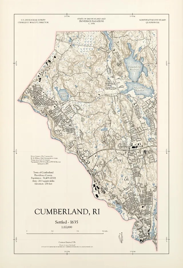 Preview Image Of Cumberland RI Old Topo Style 14165