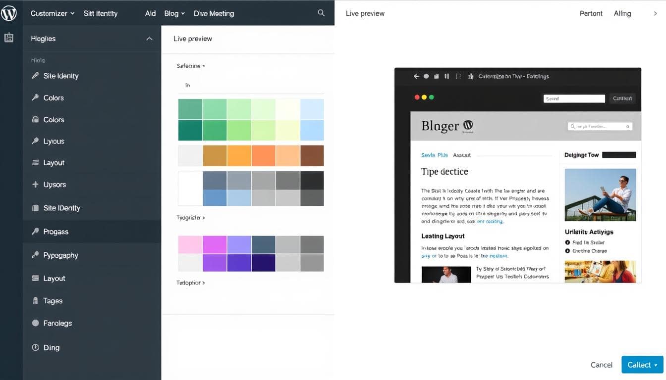 WordPress Customizer interface showing theme customization options