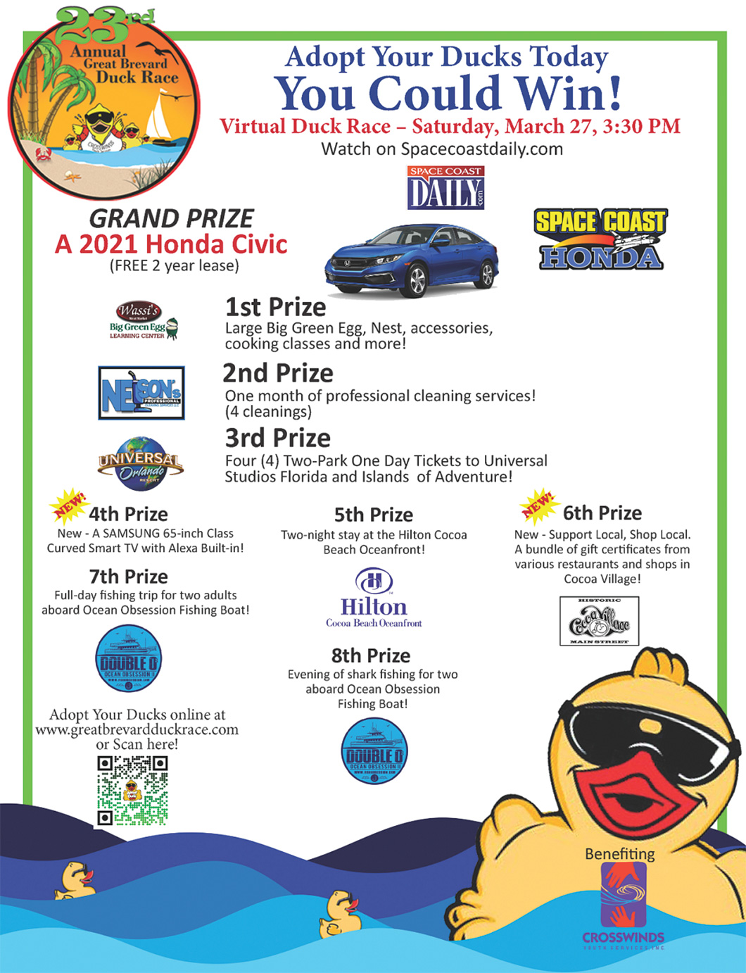 With our amazing duck race! 23rd Annual Great Brevard Duck Race Set For March 27 Adopt Your Duck Today And Win Great Prizes Space Coast Daily