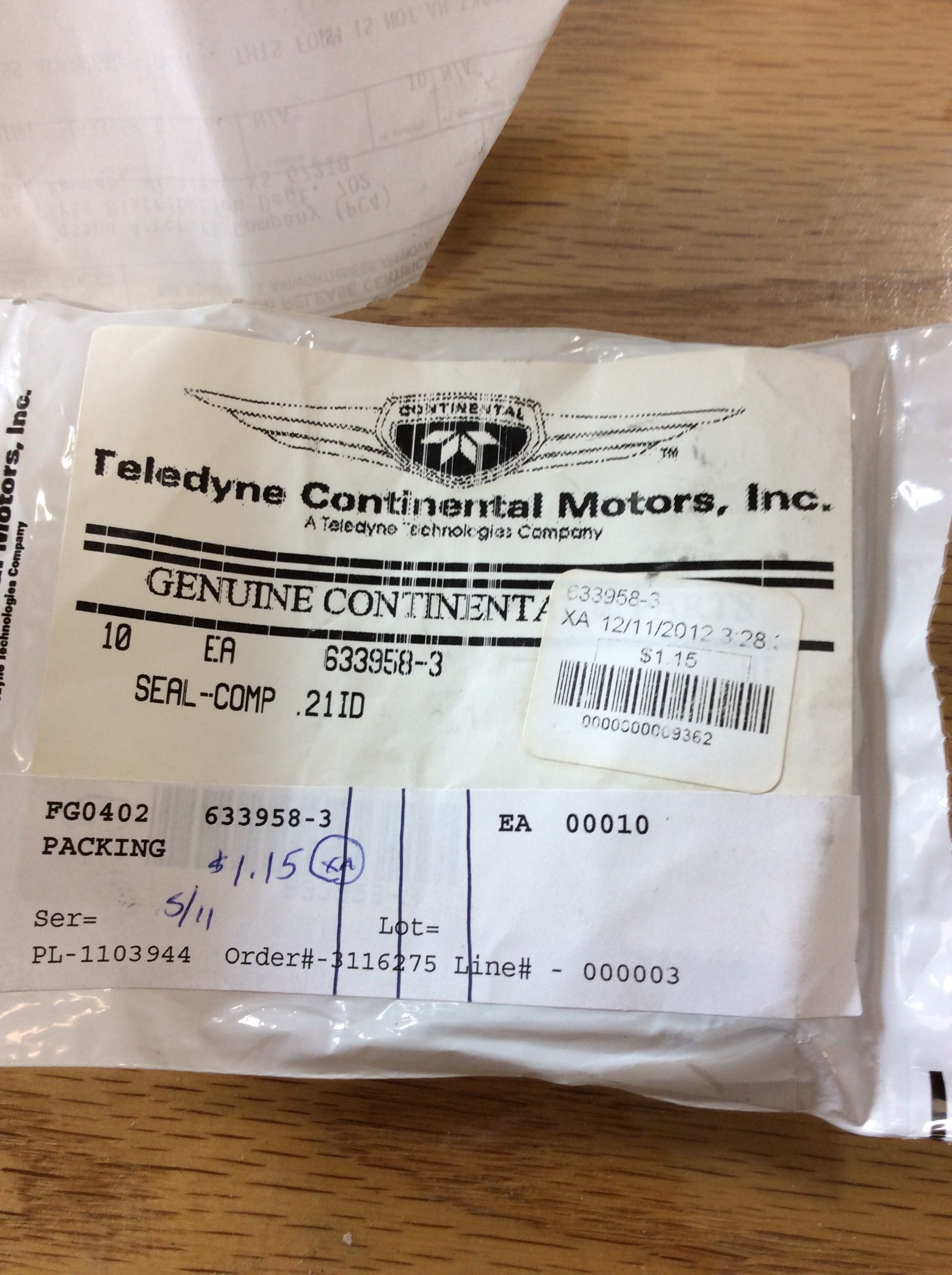 Continental Motors Packing 633958-3 (10 Pack)