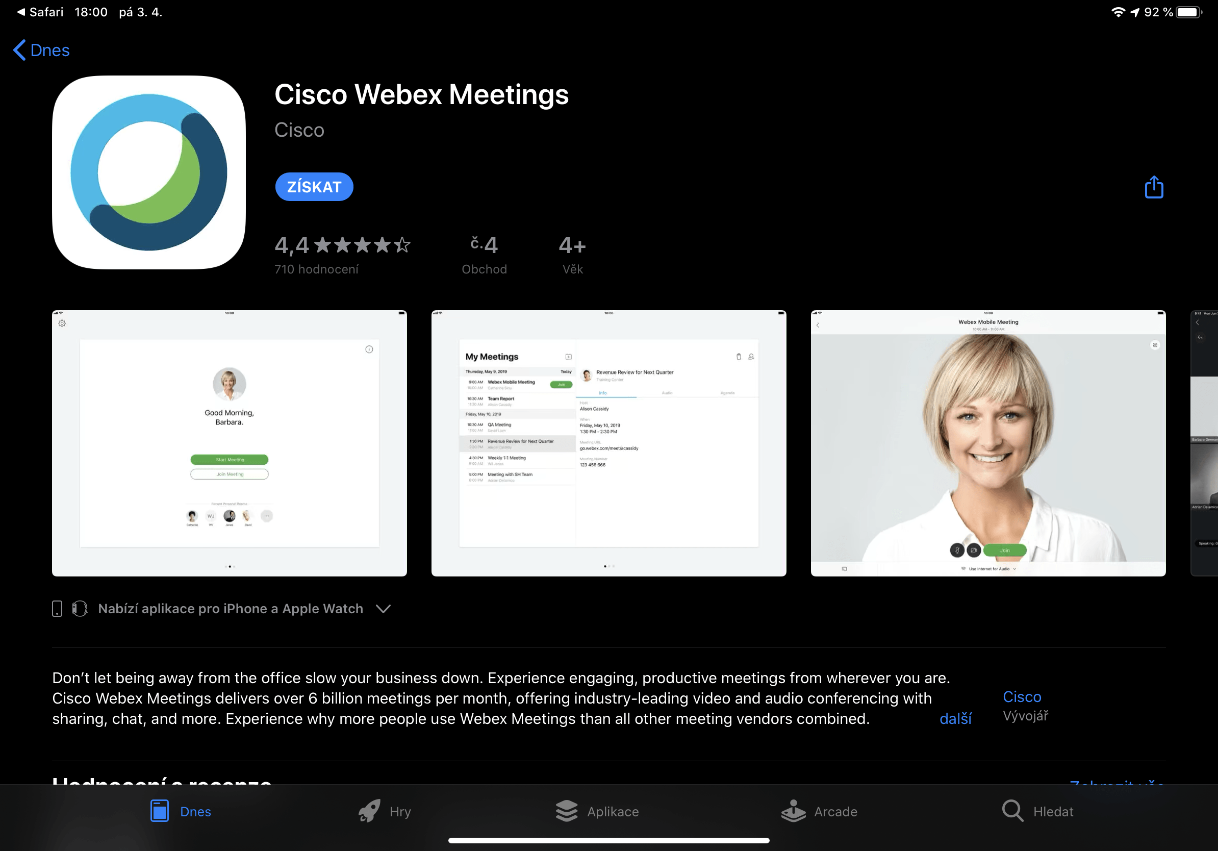 Z appstore stáhnete appku.