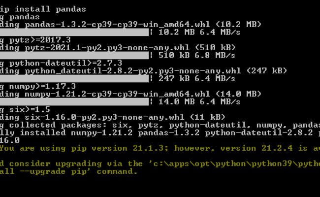 Python Pip Install Pandas Command