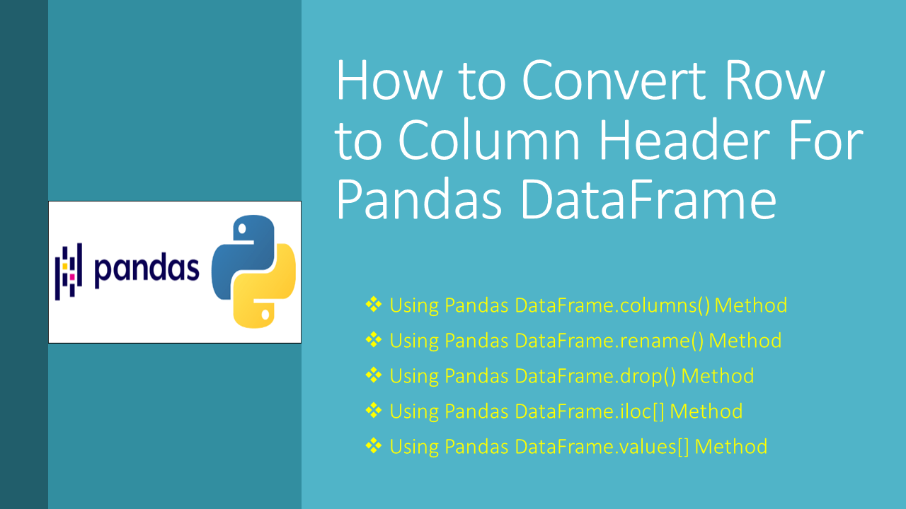 Pandas convert row to column header in dataframe spark by examples 