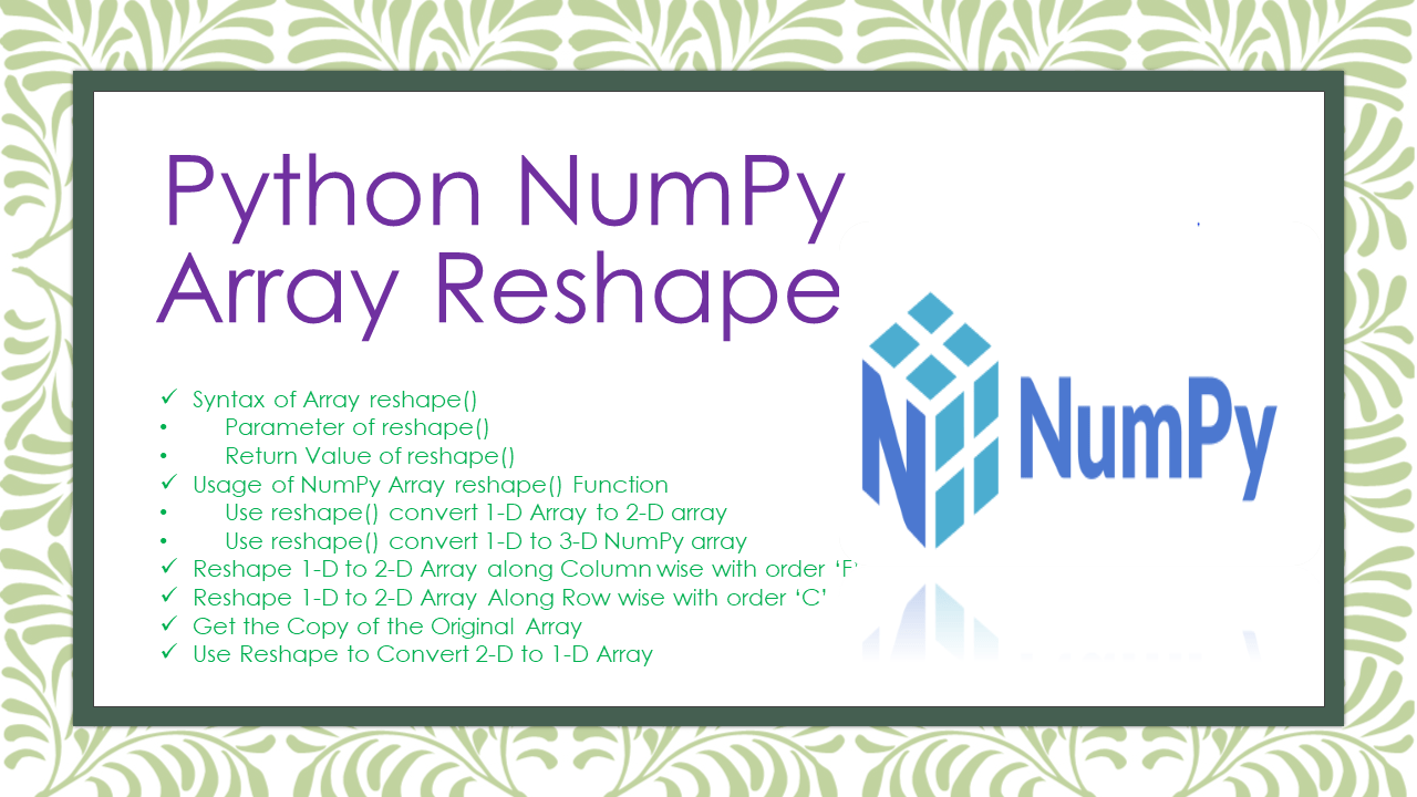 Python NumPy Array Reshape - Spark By {Examples}