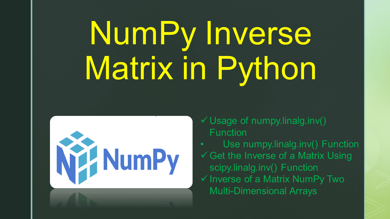 Numpy inverse matrix in python spark by examples 