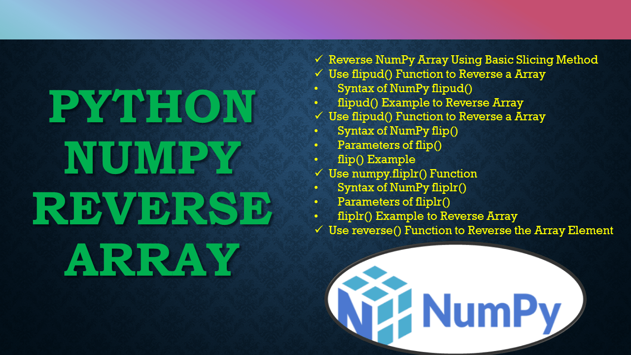 Python NumPy Reverse Array Spark By Examples