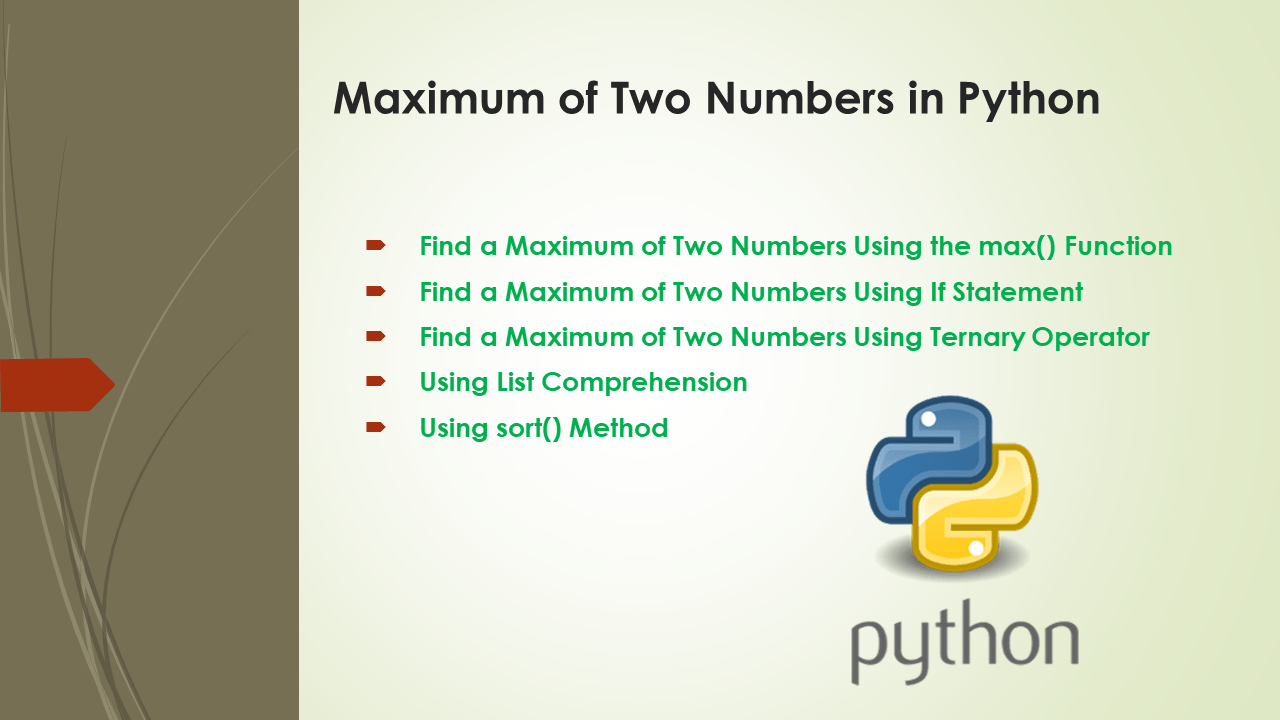 Maximum of two numbers in python