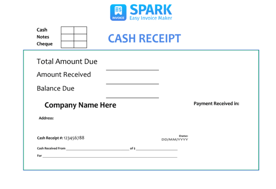cash receipt template spark invoice