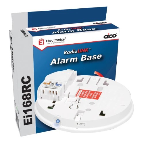 The Ei168RC RadioLINK Base is an easi-fit mounting plate with built-in RadioLINK technology. It provides wireless interconnect between alarms.