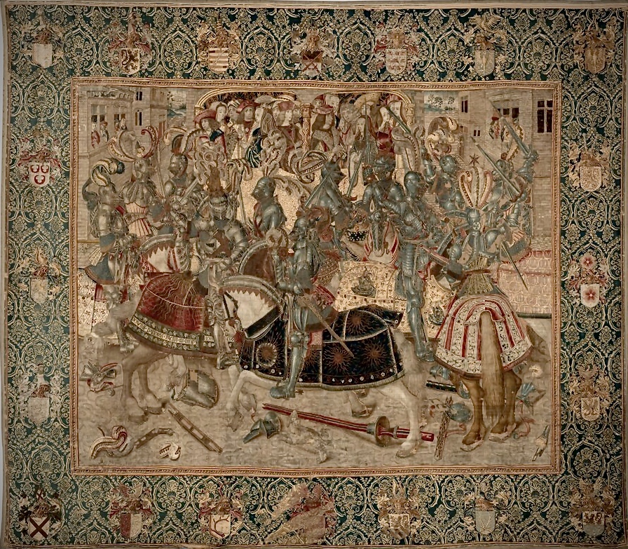 THE TOURNAMENT TAPESTRY – PORTRAITS OF MARGARET OF BURGUNDY AND