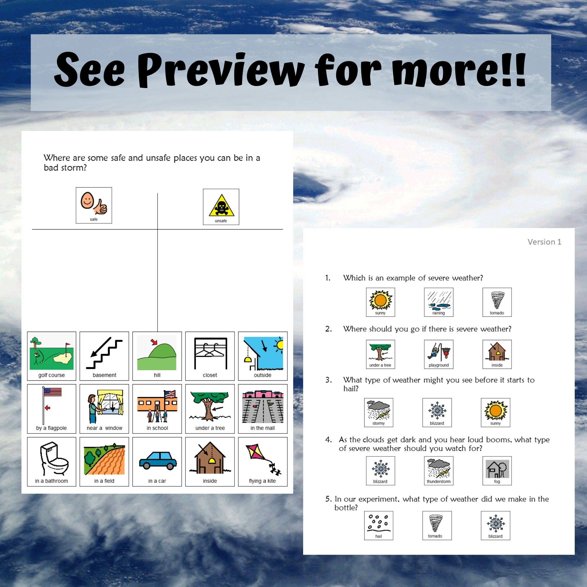 severe weather unit for special education with lesson plans special needs for special kids