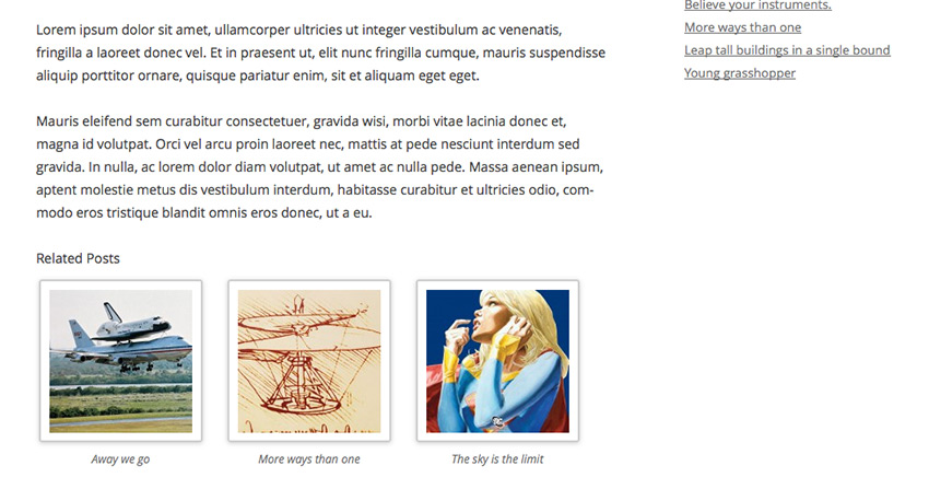 This related posts feature, like most others, is designed to be placed on your main article page (single.php), but you can use it almost . The 8 Best Related Post Plugins For Wordpress