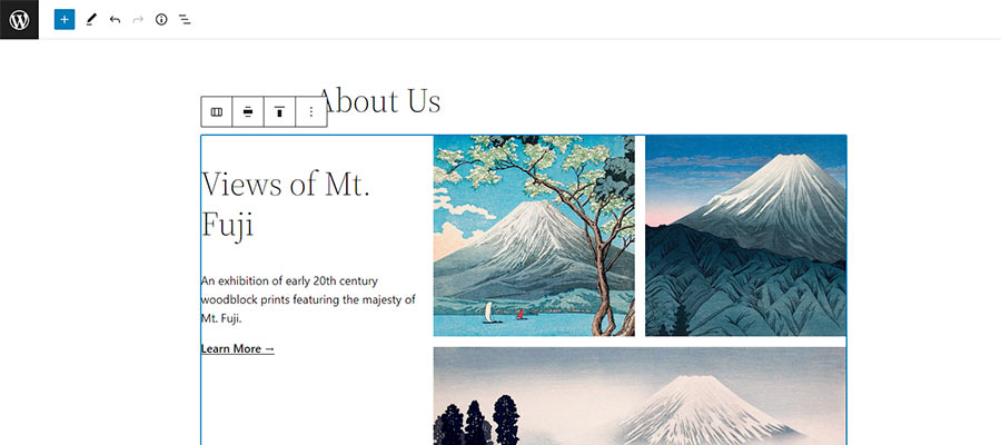 Adding a block pattern to a WordPress page.