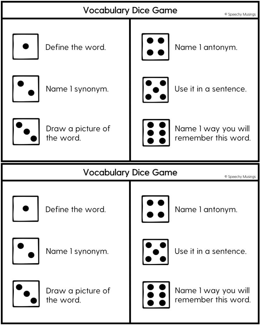 Speech therapy printables for upper grades: one page lessons