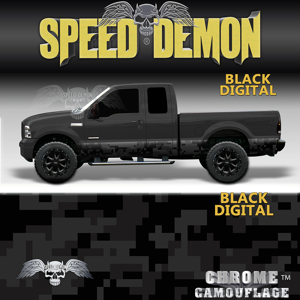 Black Digital Camo Rocker Panel Wrap