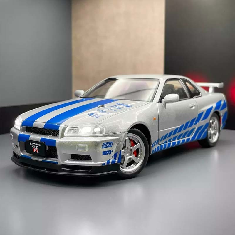 Nissan Skyline GTR R34 JDM Sports Car Diecast Model The Fast and