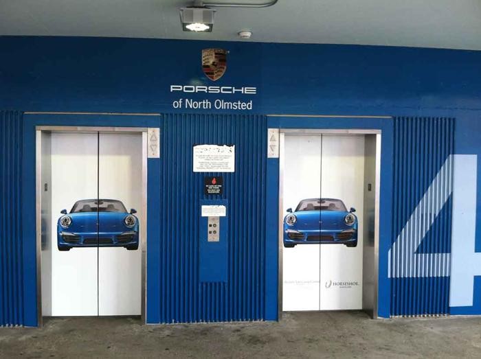 Colorful doors featuring vibrant car graphics