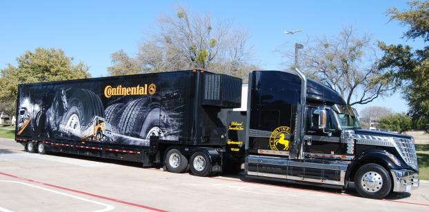 Black semi truck and trailer, land vehicle mode of transport