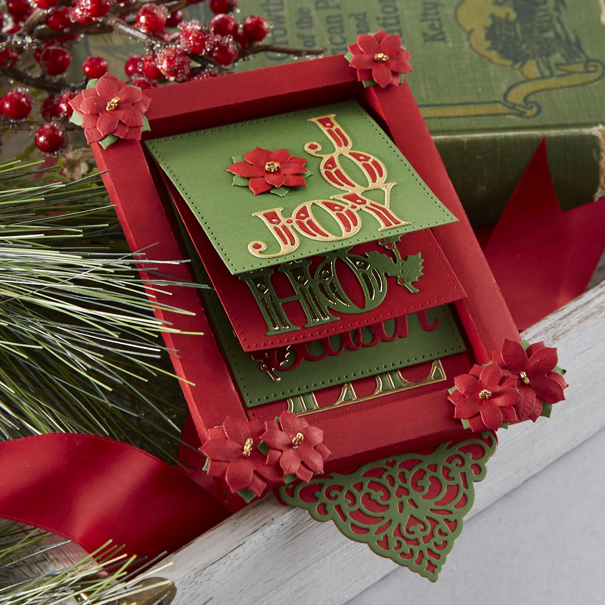 Spellbinders Christmas Cascade Collection by Becca Feeken #Spellbinders #NeverStopMaking #AmazingPaperGrace #Cardmaking