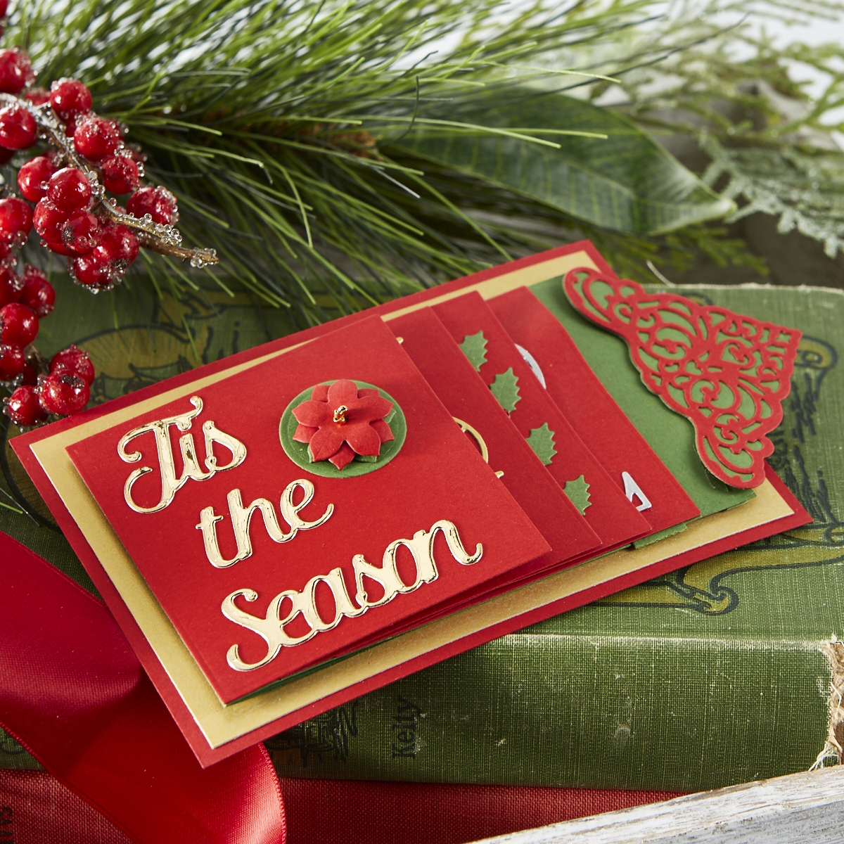 Spellbinders Christmas Cascade Collection by Becca Feeken #Spellbinders #NeverStopMaking #AmazingPaperGrace #Cardmaking
