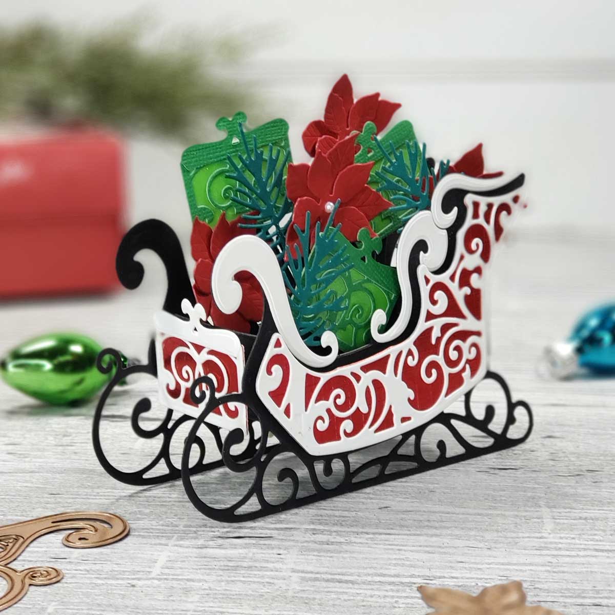 November 2020 Amazing Paper Grace Die of the Month is Here – Pop Up 3D Vignette Poinsettia Sleigh