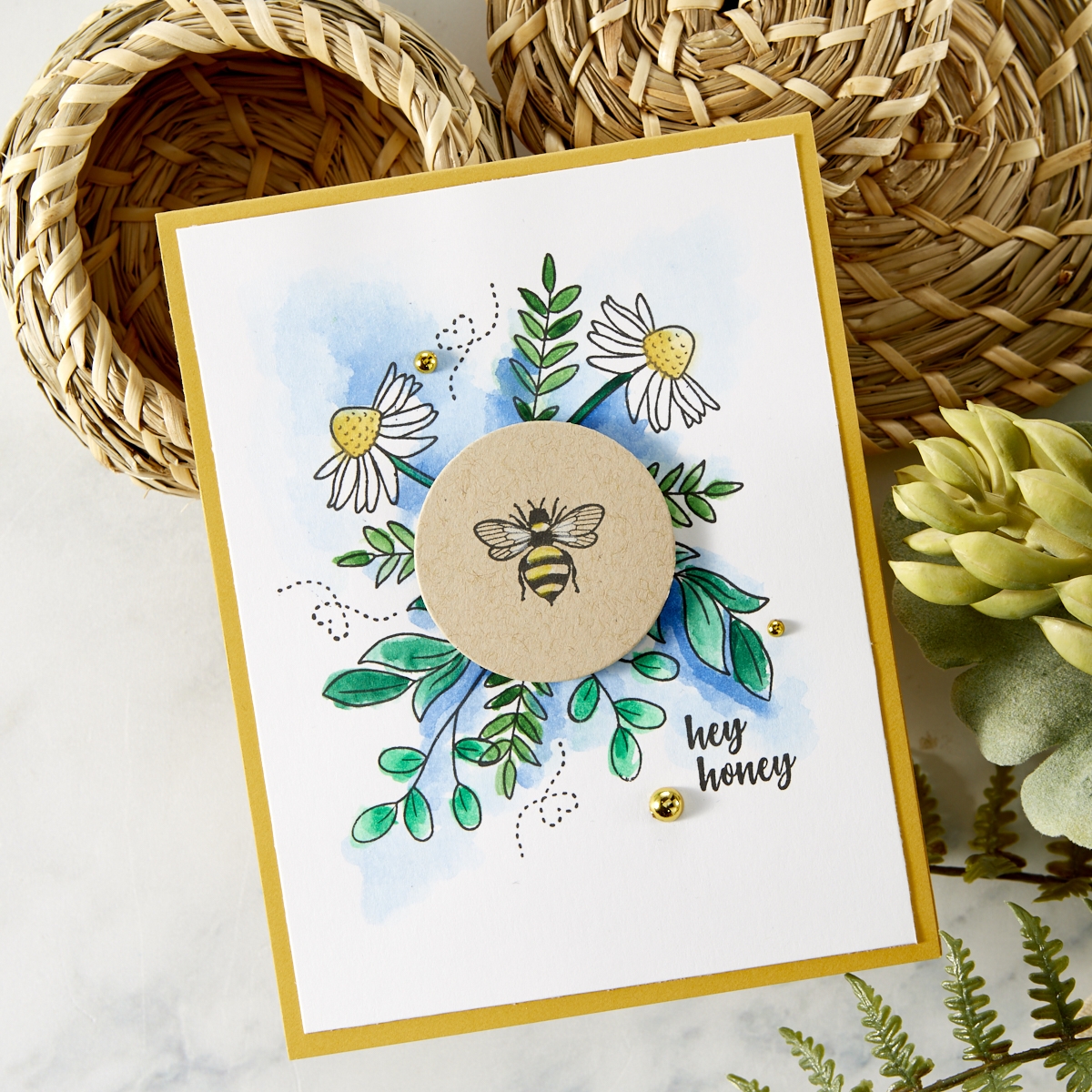 Handmade greeting card featuring FSJ Buzzworthy Collection