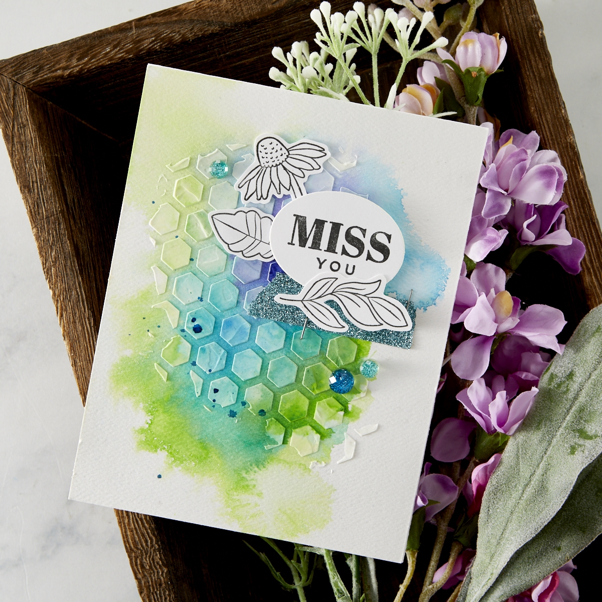Handmade greeting card featuring FSJ Buzzworthy Collection