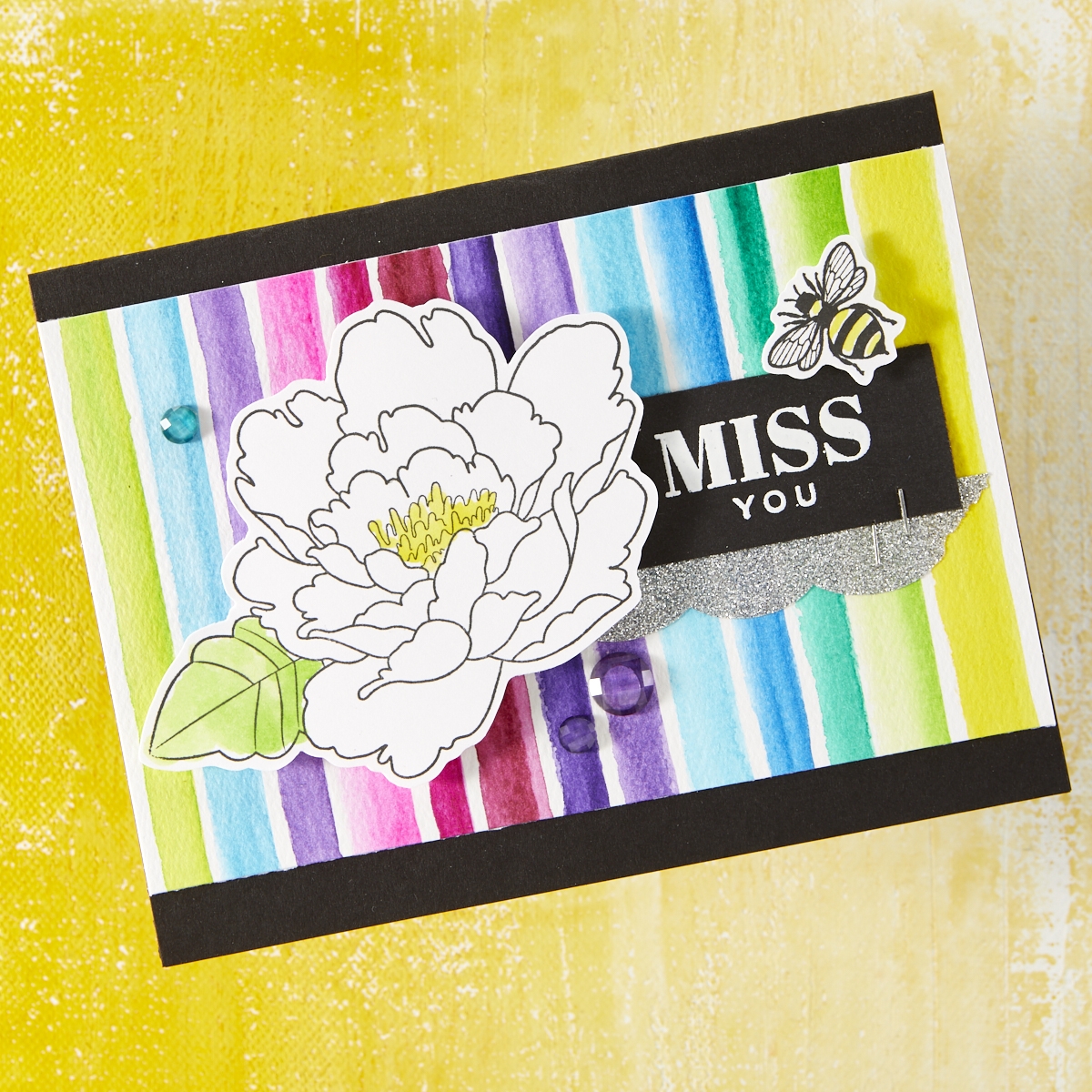 Handmade greeting card featuring FSJ Buzzworthy Collection