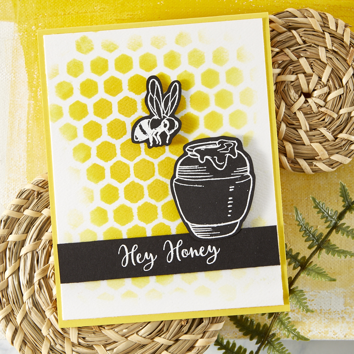 Handmade greeting card featuring FSJ Buzzworthy Collection