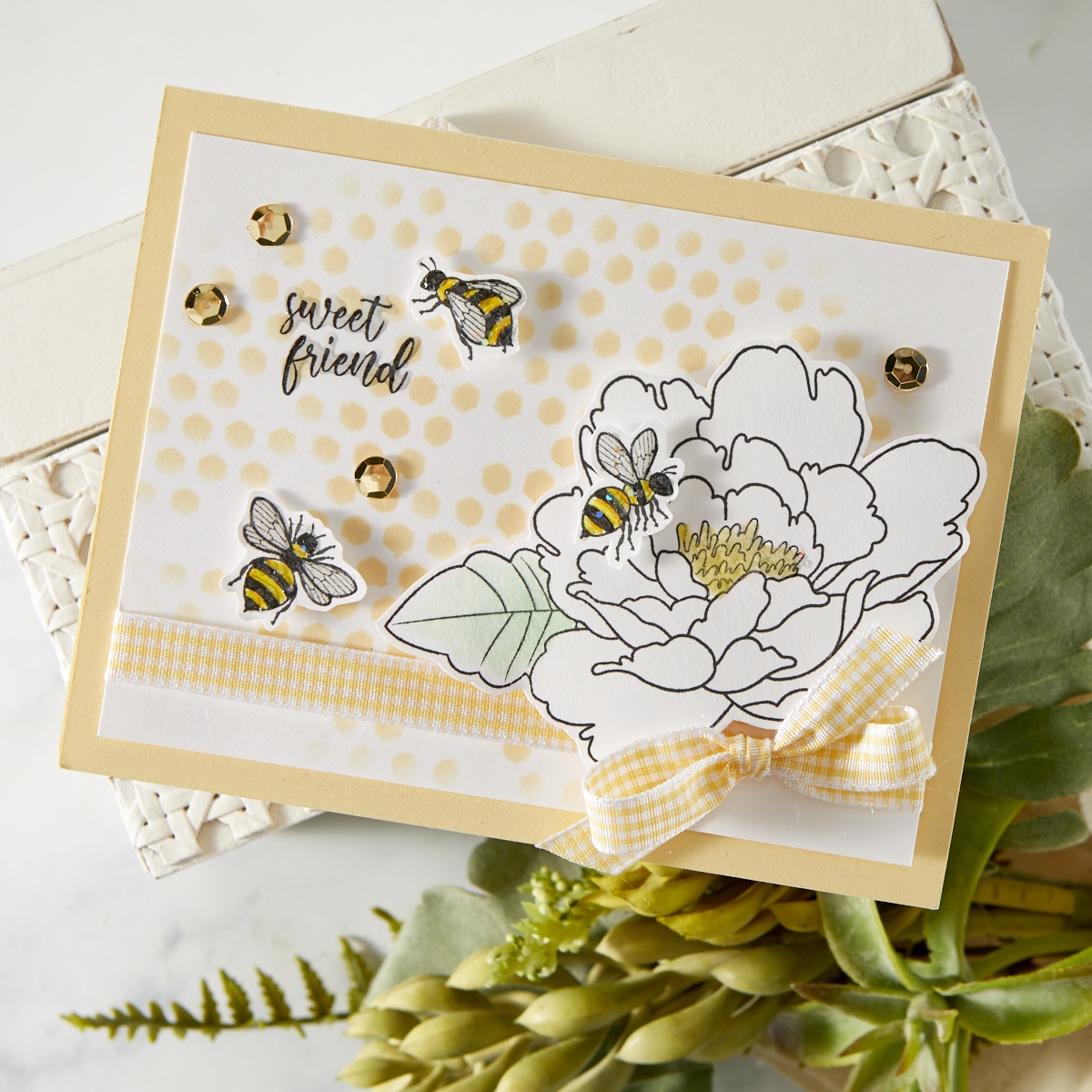 Handmade greeting card featuring FSJ Buzzworthy Collection