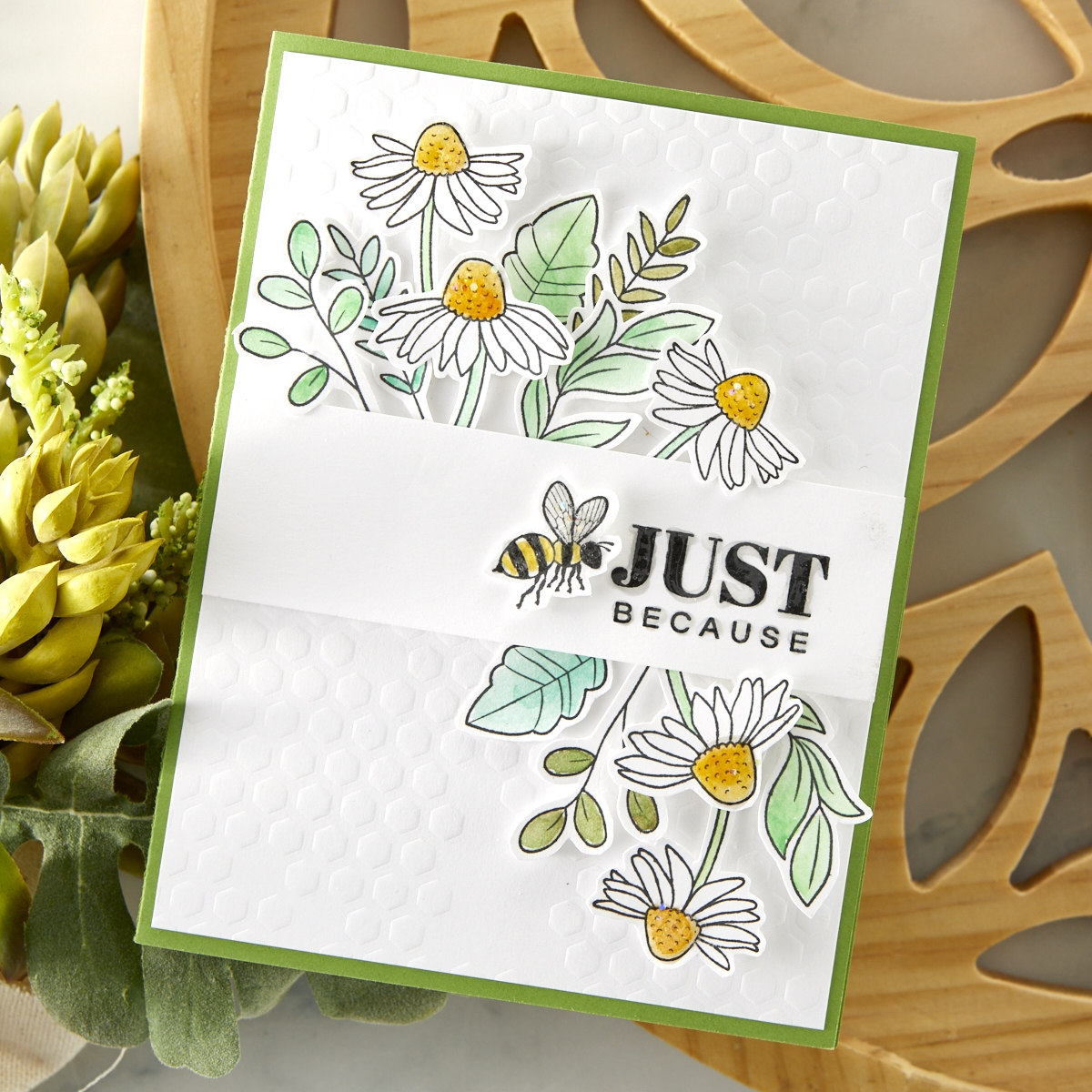 Handmade greeting card featuring FSJ Buzzworthy Collection