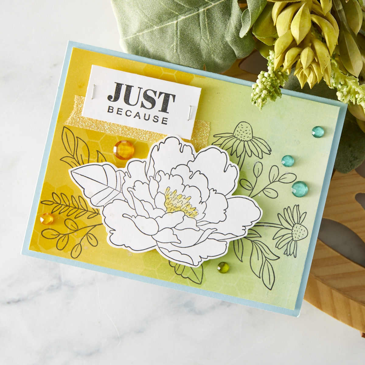 Handmade greeting card featuring FSJ Buzzworthy Collection
