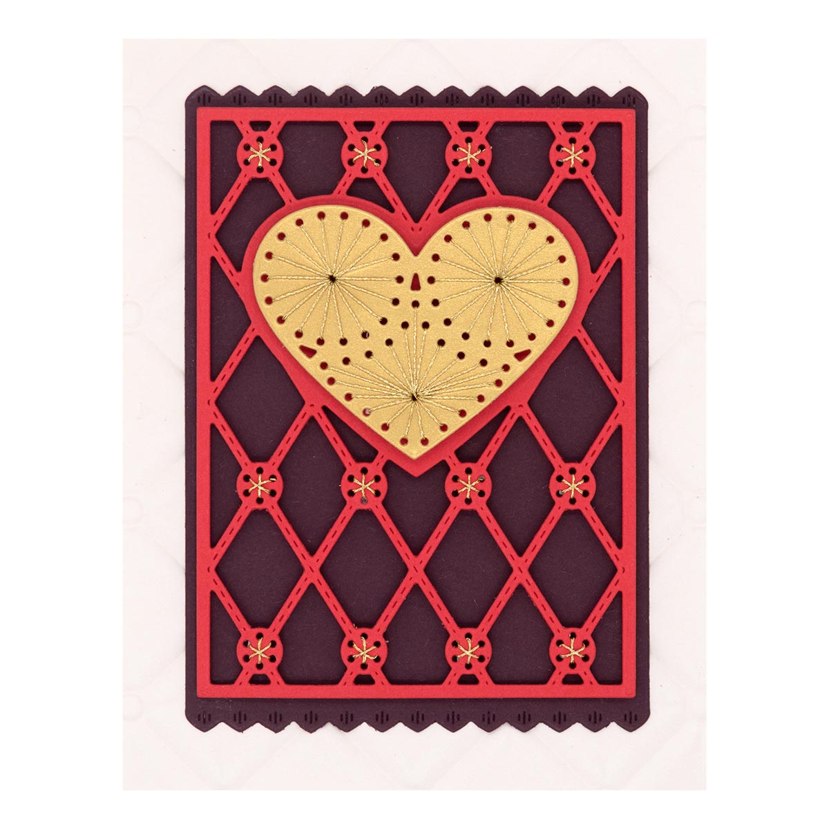 December 2022 Small Die of the Month Preview & Tutorials – Stitched Heart Card Front