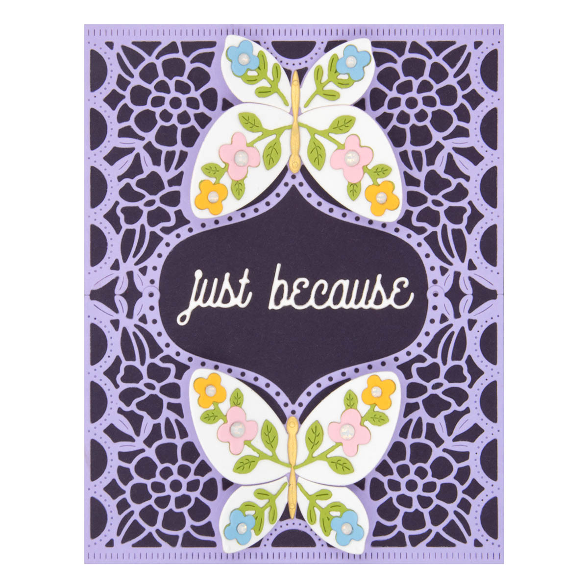 March 2023 Small Die of the Month Preview & Tutorials – Floral Butterfly Card Front