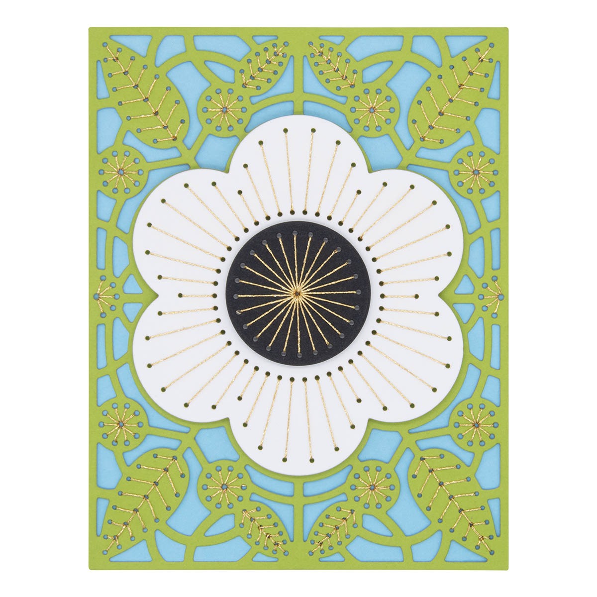February 2024 Stitching Die of the Month Preview & Tutorials – Stitched Floral Focal Card Front