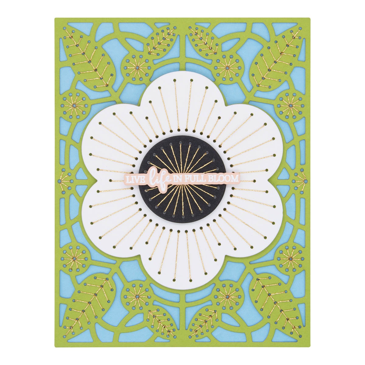February 2024 Stitching Die of the Month Preview & Tutorials – Stitched Floral Focal Card Front
