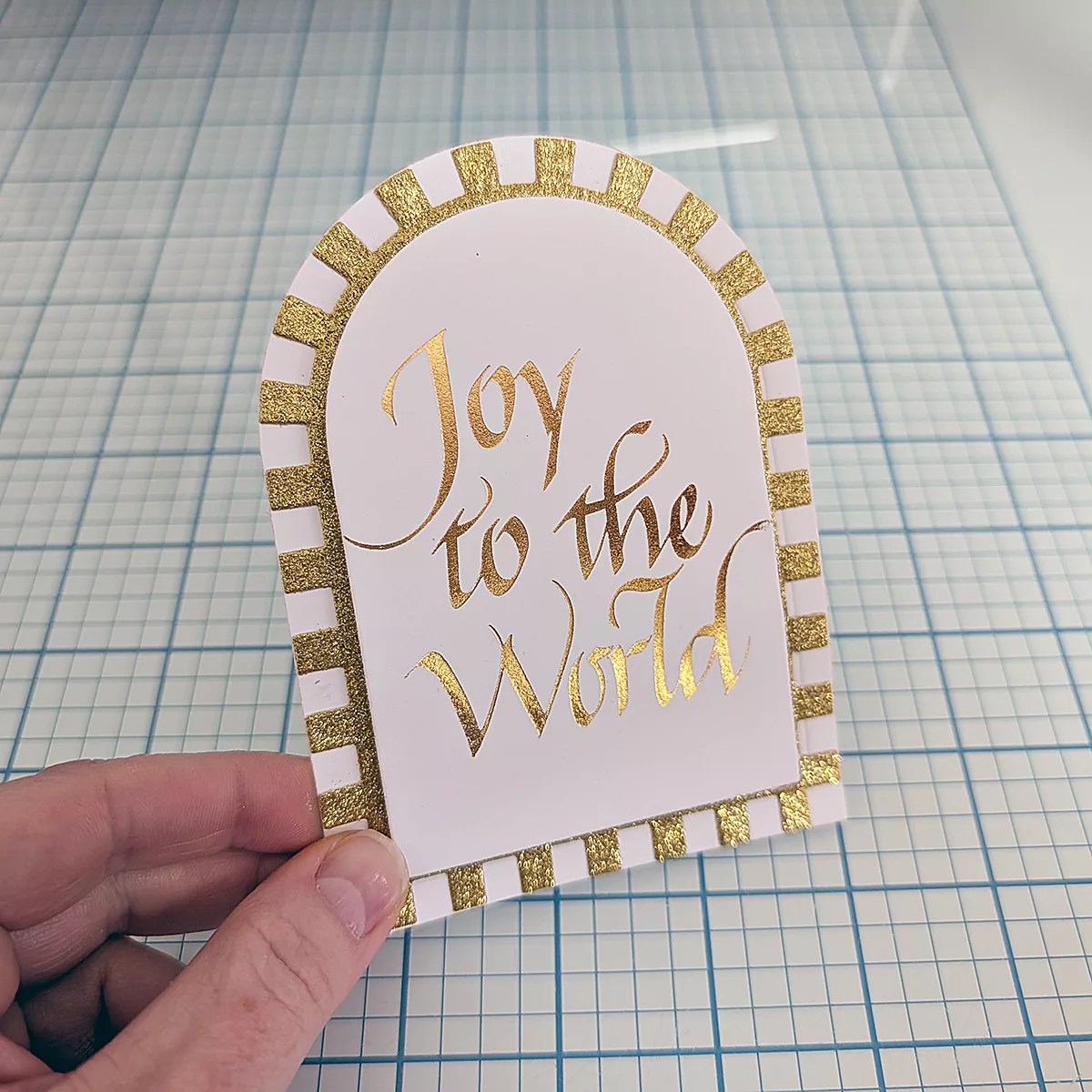 Easy Hot Foiled Holiday card Featuring the Upright Italic Joy to the World Press Plate, BP-369, S5-526, S5-743, S4-1450, S4-1448