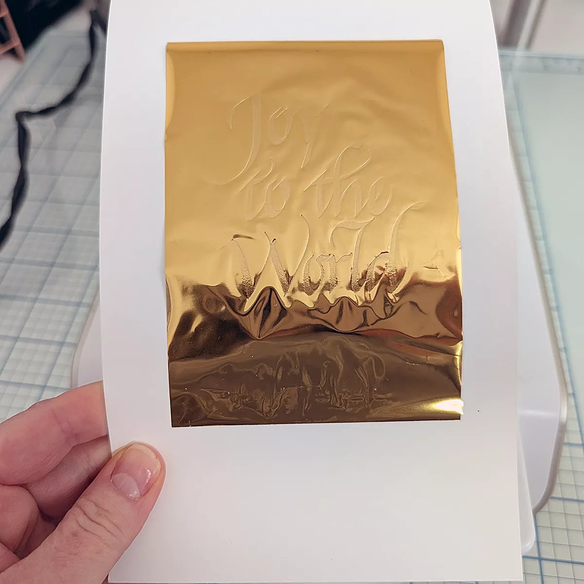 Easy Hot Foiled Holiday card Featuring the Upright Italic Joy to the World Press Plate, BP-369, S5-526, S5-743, S4-1450, S4-1448