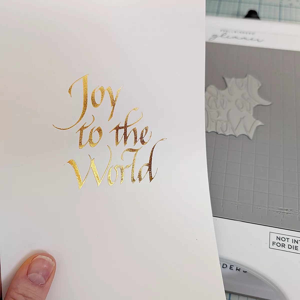 Easy Hot Foiled Holiday card Featuring the Upright Italic Joy to the World Press Plate, BP-369, S5-526, S5-743, S4-1450, S4-1448