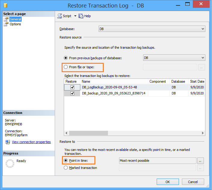 Create Transaction LOG BACKUP Maintenance Plan in SQL Server Restore Transaction log backup to point in time