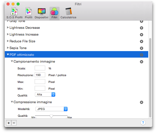 Utility ColorSync PDF ottimizzato