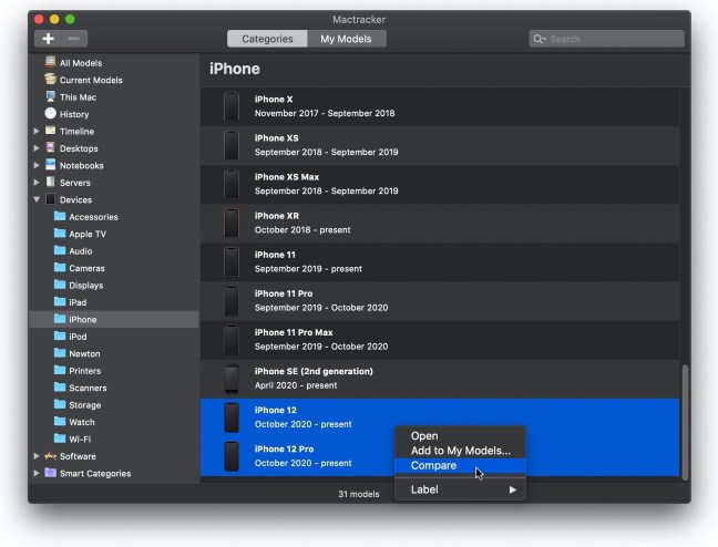 MacTracker compare