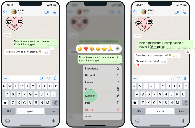 WhtasApp Modifica messaggio