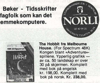 Reklame for det første offisielle Tolkien-spillet. Legg merke til at det inkluderer norsk oversettelse av boken i boksen. Bilde: Stone Oakvalley Studios.