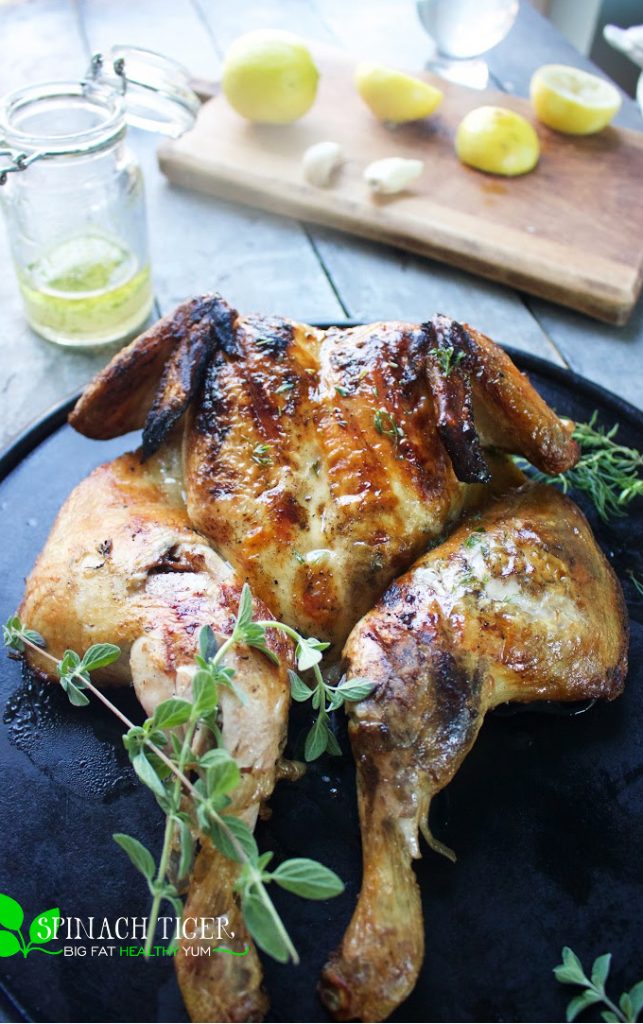 Grilled Spatchcock Chicken Greek Style Spinach Tiger