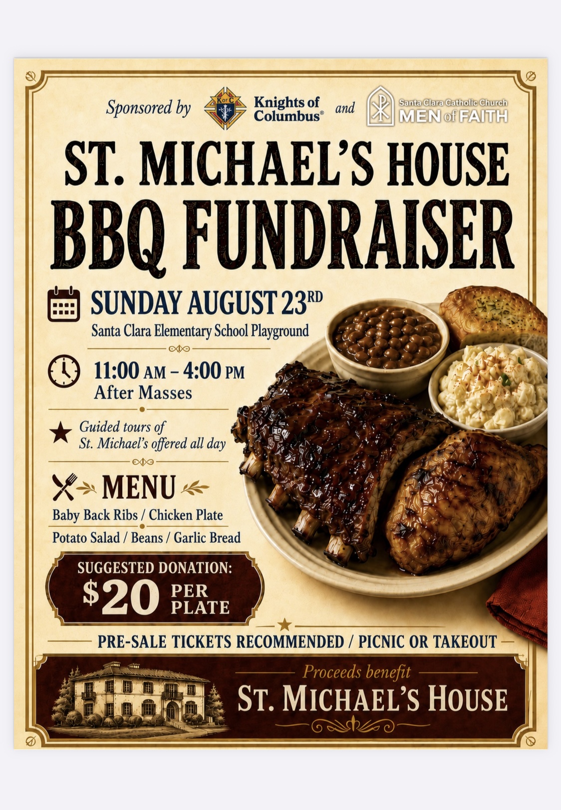St. Michael’s Retreat House BBQ (8/23/26)