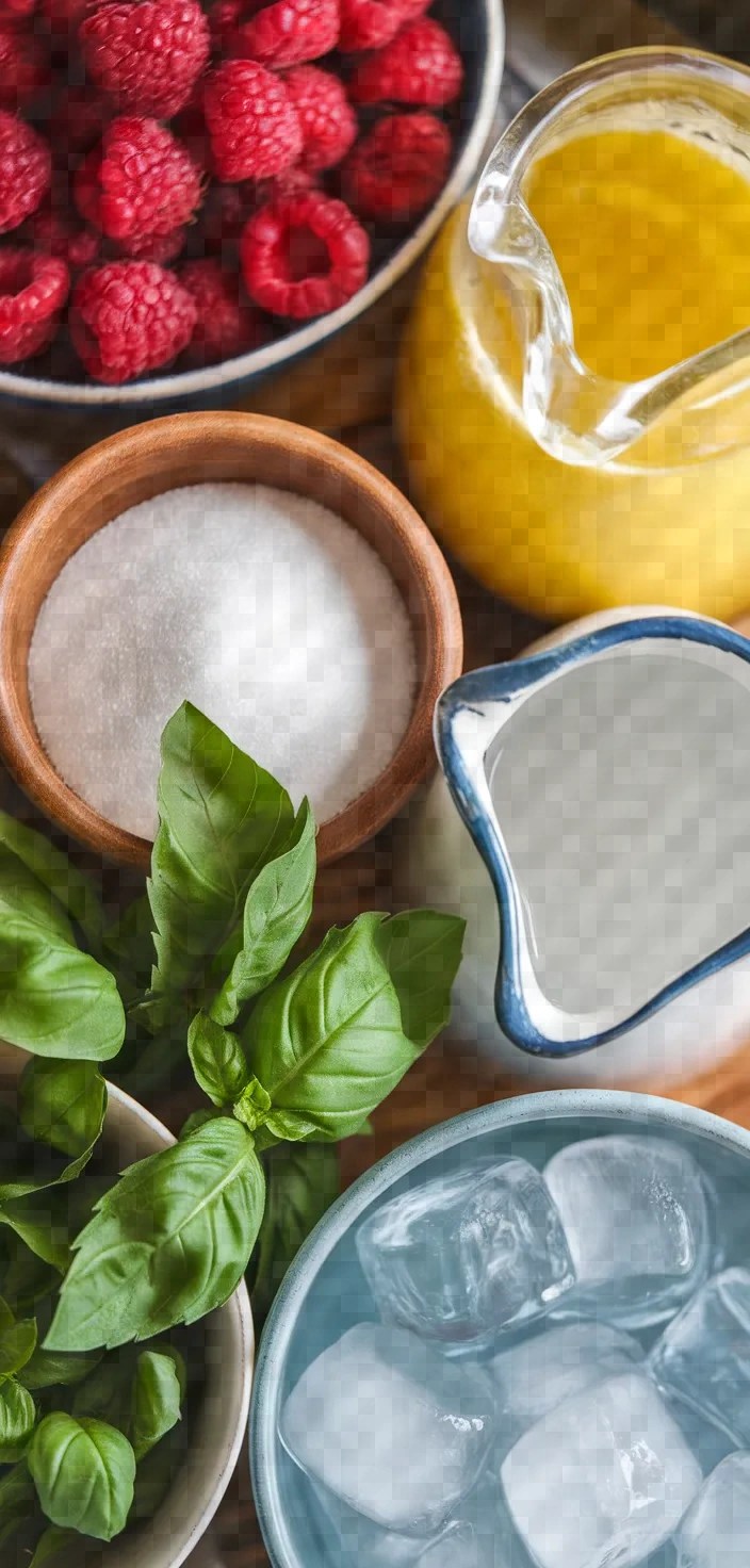 Ingredients photo for Raspberry Basil Lemonade Recipe