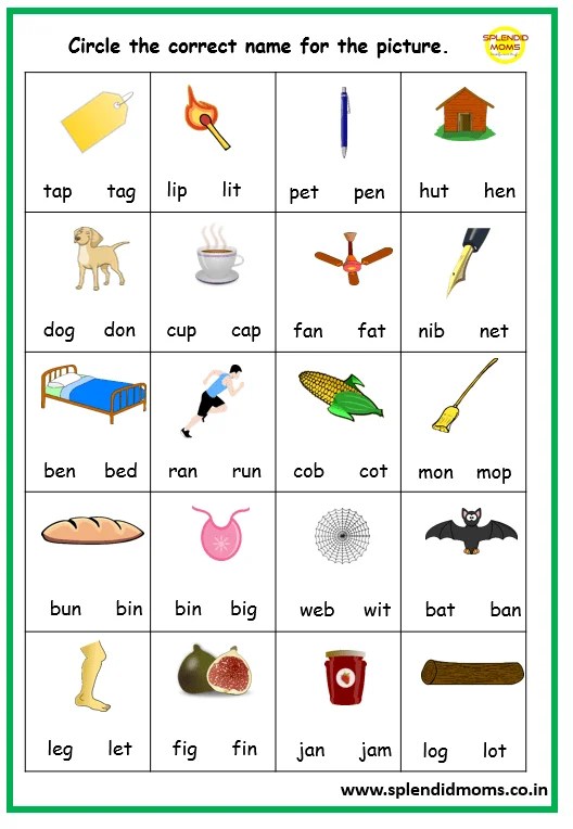 Cvc words test papers