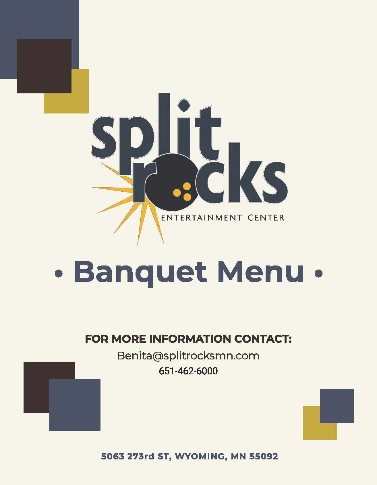 Splitrocks Banquet Menu